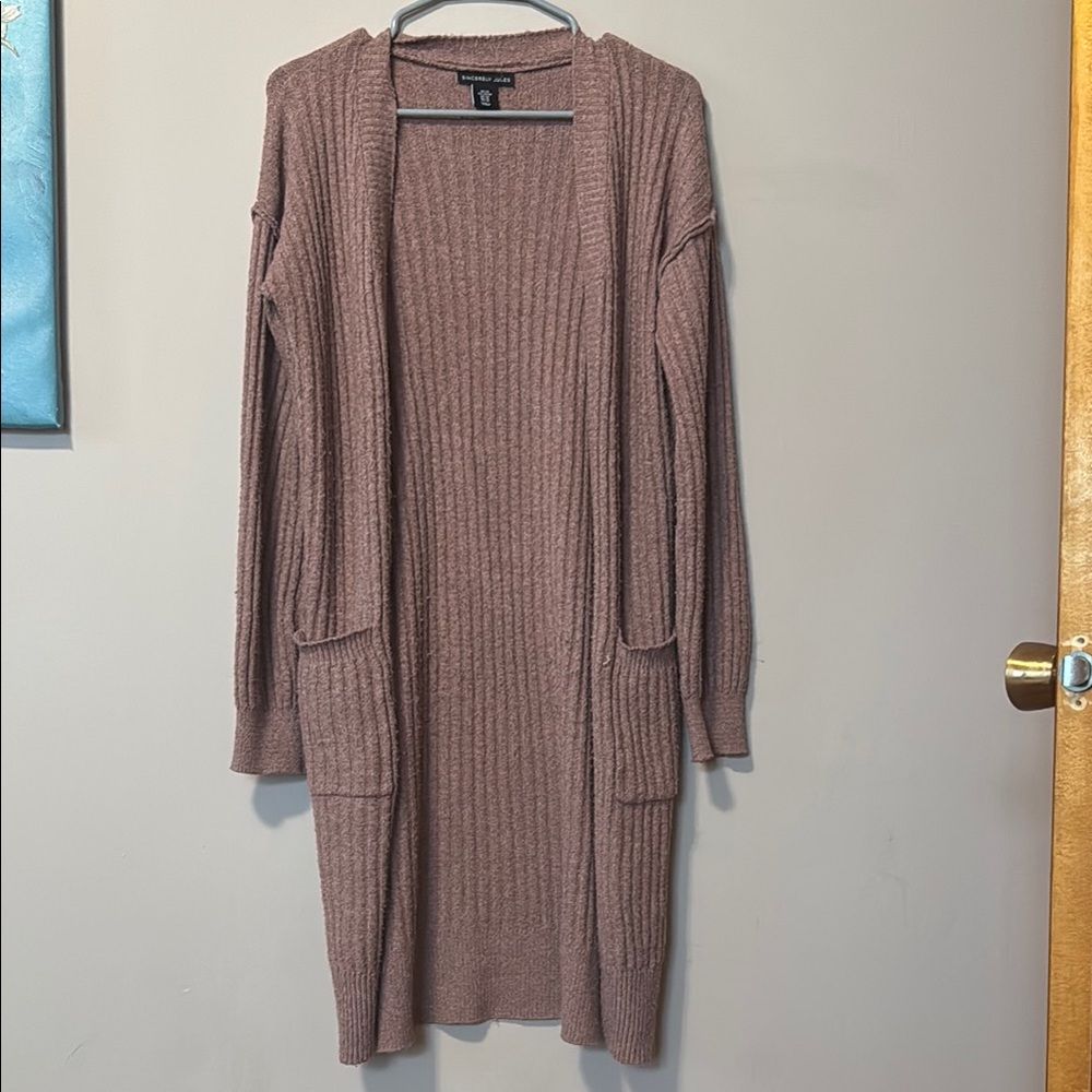 Sincerely Jules Women Mauve Ribbed Knit Lounge Set Cardigan Leggings XS